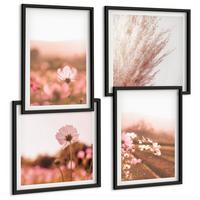 BILDER SET 4er Set - 50x50 cm & 40x60 cm Schwarzer Rahmen - Wildblumen auf den Wiesen im Sommer - Schwarz, Kunststoff (50/50cm) - TULUP