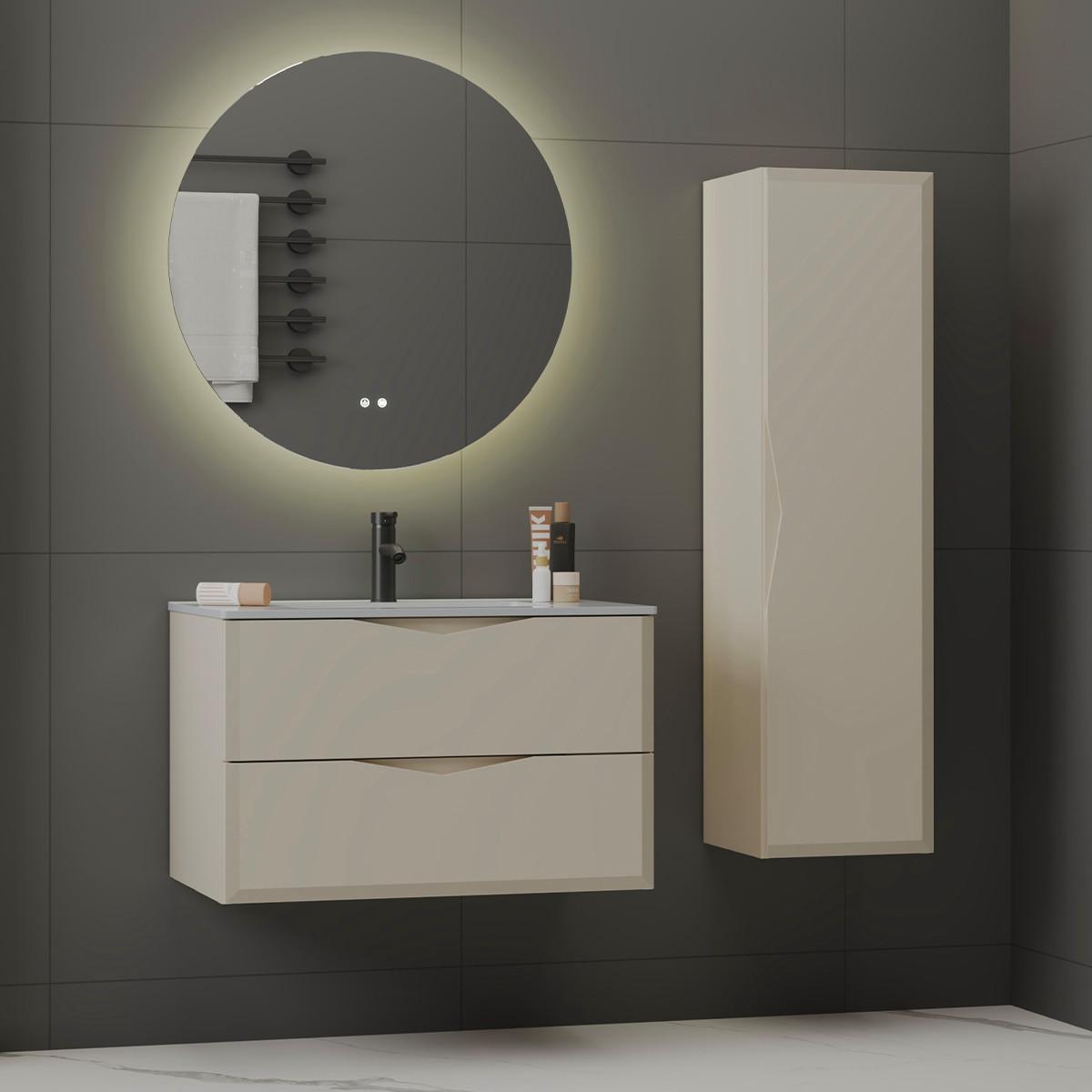 BADMÖBEL 80cm Ellie 2er-Set Kaschmir - Beige, Holzwerkstoff (80/50/45.8cm) - Petits-meubles