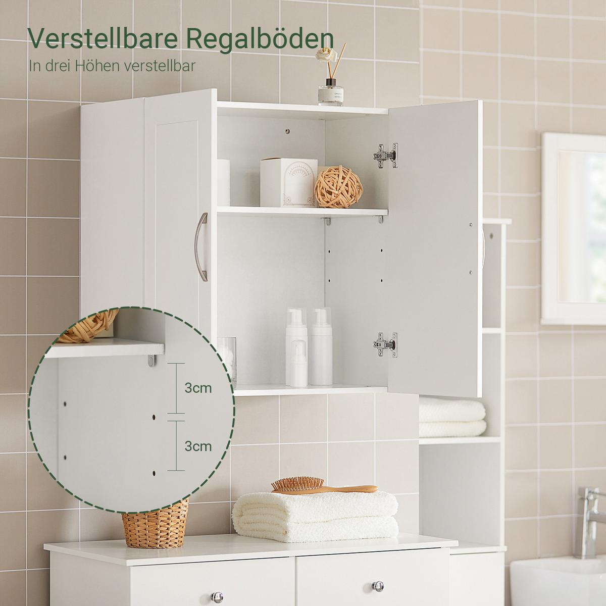 HÄNGESCHRANK mit Verstellbarem Regal, 60x60x30cm, Weiß - Weiß, Holzwerkstoff (60/60/30cm) - SoBuy