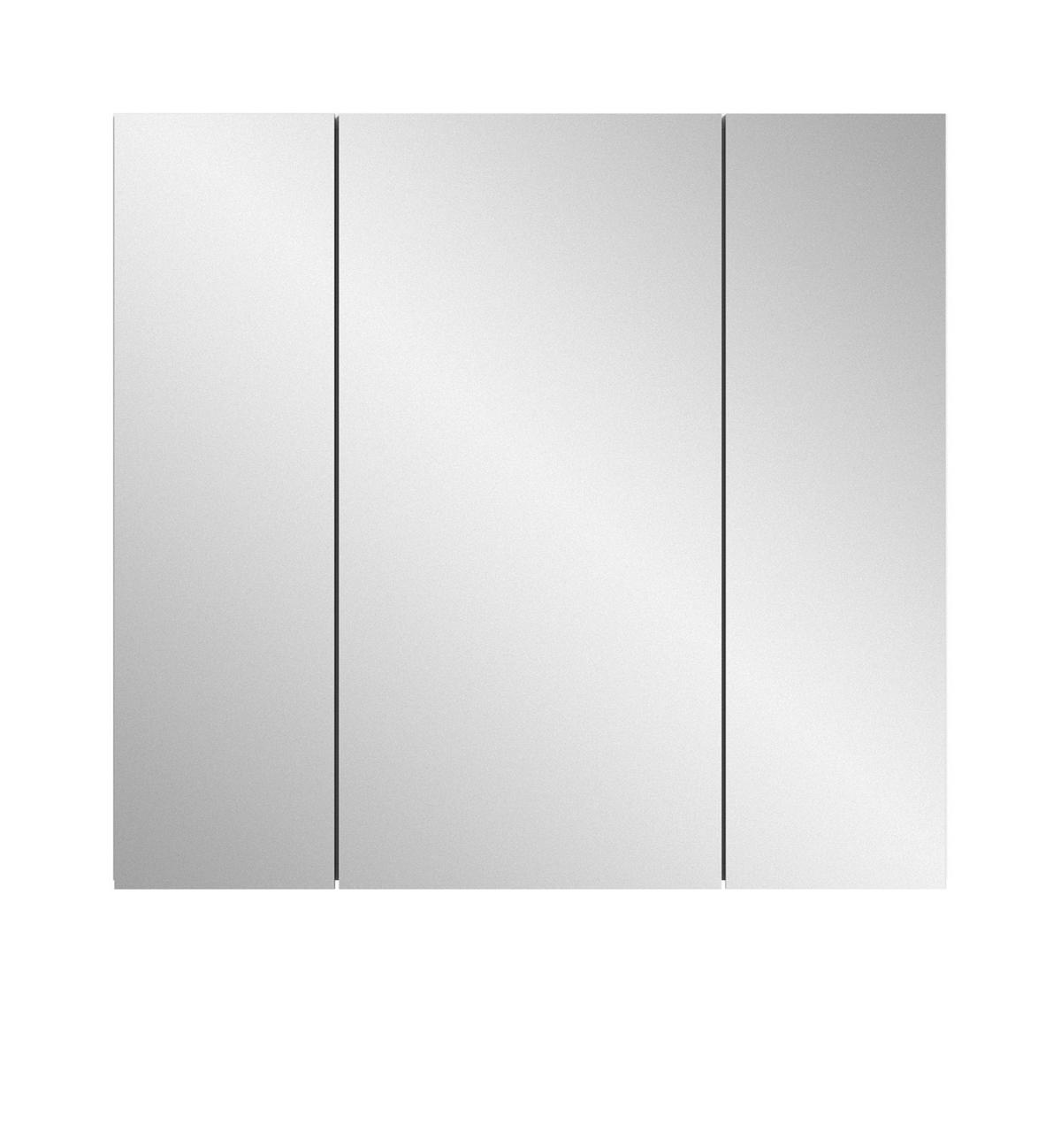SPIEGELSCHRANK weiß 82 x 77 cm, Badschrank 3-türig mit Spiegel - Weiß, Glas/Holzwerkstoff (82/77/18cm) - Inn.Furn