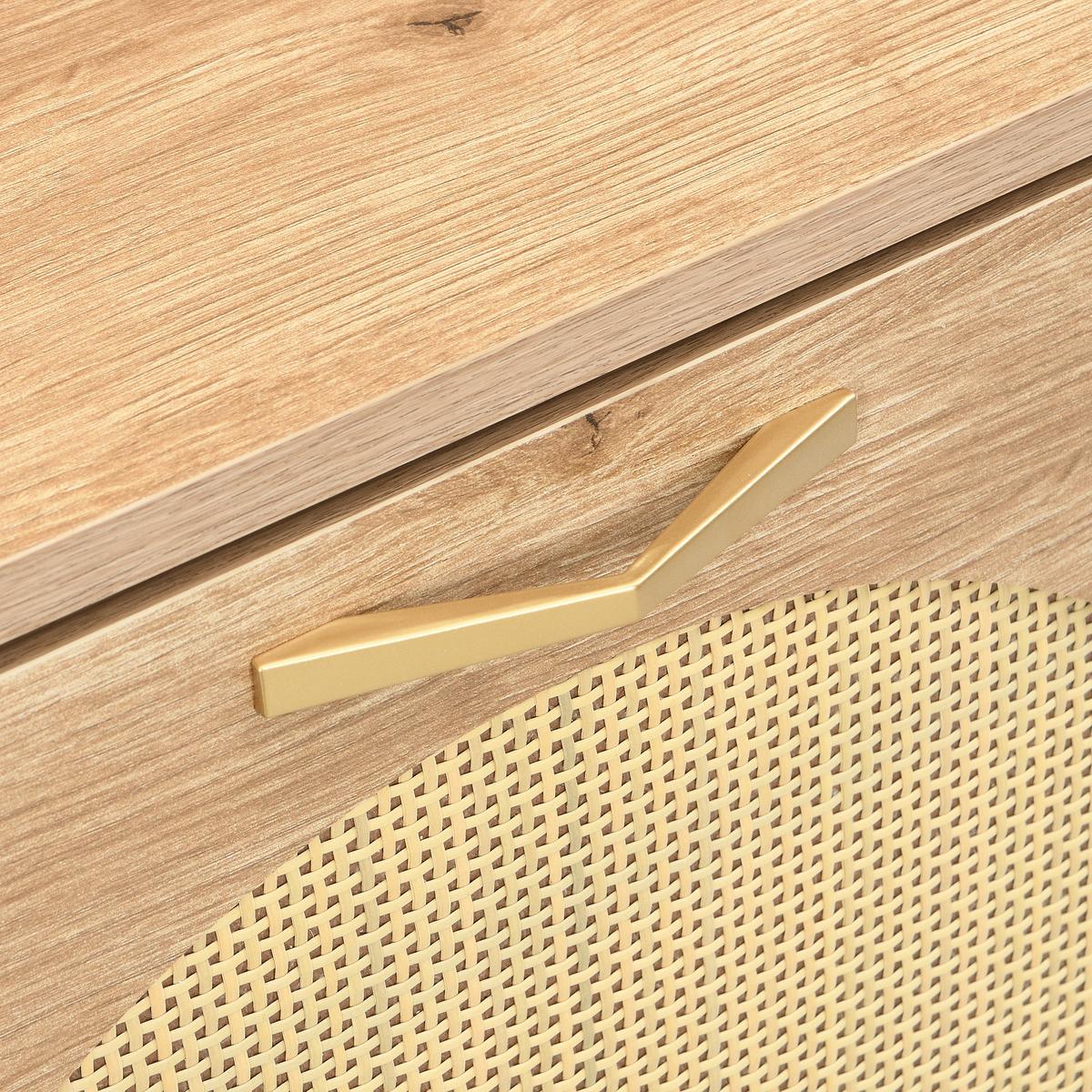 SCHUHKIPPER 109 cm in Holz-Optik & Rattan - Eichefarben, Holzwerkstoff (108/100/24cm) - Urban Meuble