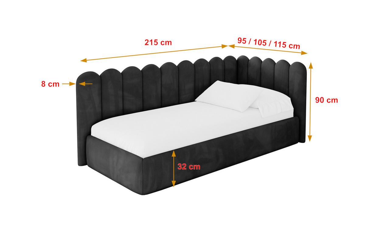 EINZELLBETT Jugendbett mit Bettkasten und Matratze H3/H4, Links - ARTY 100x200 Schwarz - Schwarz, Holzwerkstoff/Textil (100/200cm) - ALTDECOR