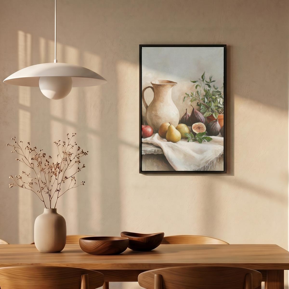 LEINWAND Bilder mit Rahmen - Obst - Kräuter - Ländlich - 40x60 - Naturfarben, Textil (40/60cm) - MuchoWow