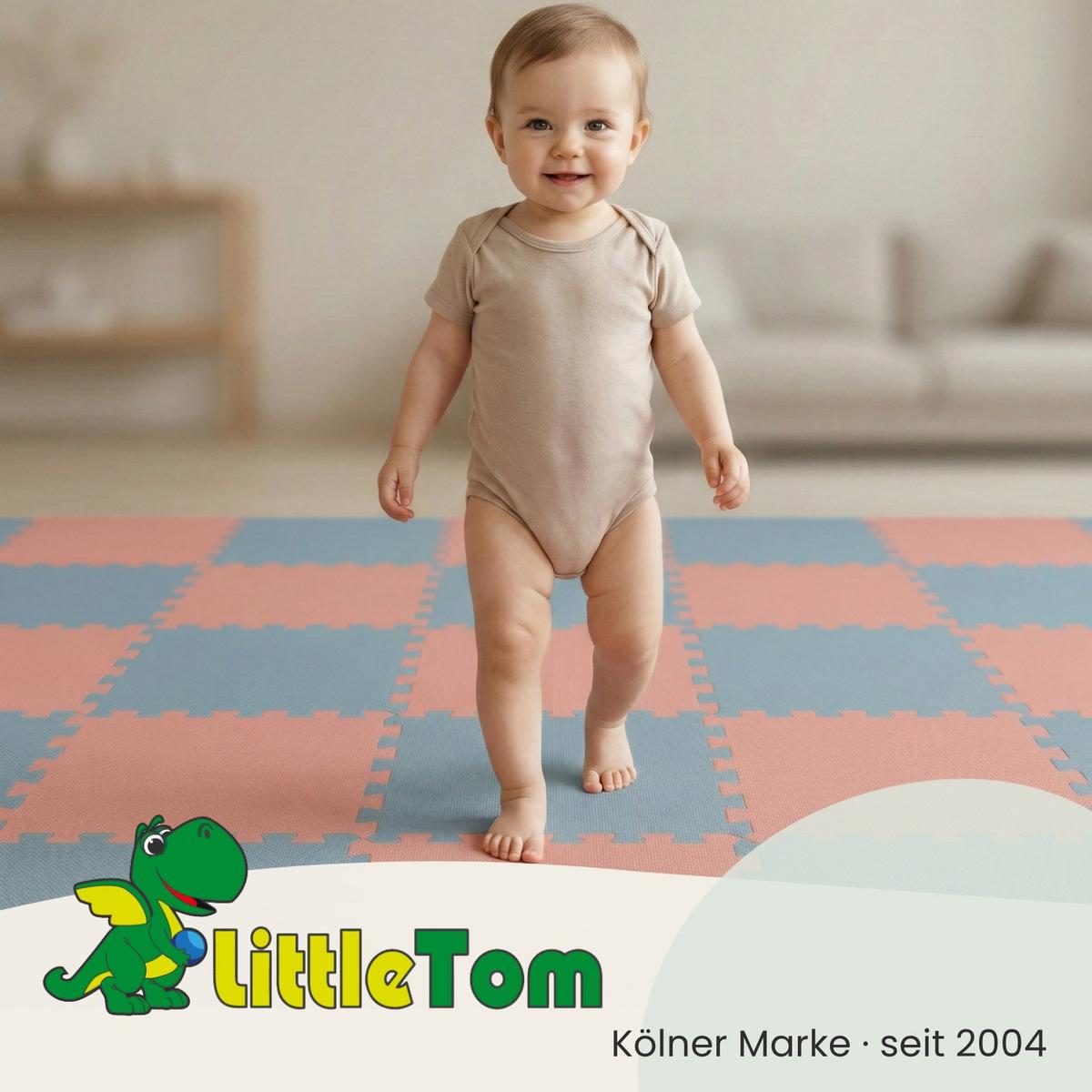 SPIELMATTE mit Rand - 180/90/1 cm Puzzlematte Rosa Blau - Rosa, Kunststoff (30/30cm) - Littletom