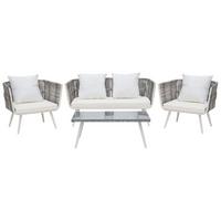 LOUNGE-SET 4-sitzer Rattan Weiß Ragusa - Weiß, Kunststoff - Beliani
