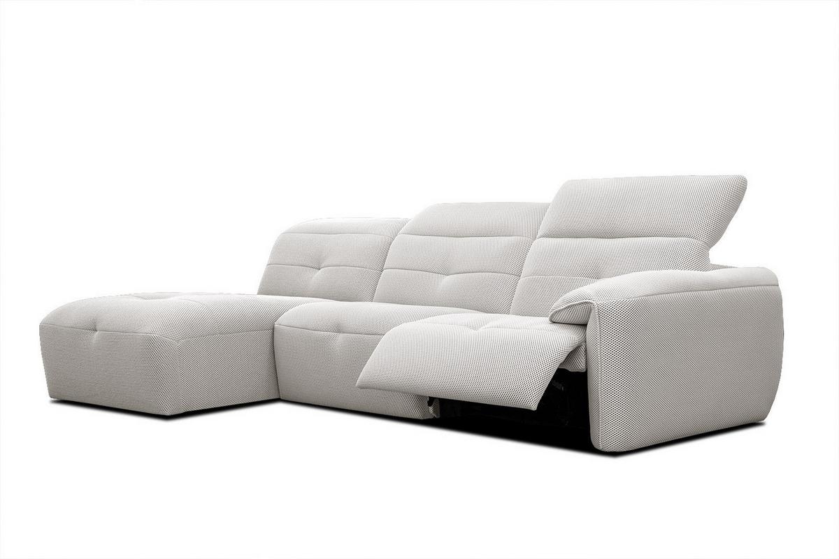 ECKSOFA TRENTO 4-Sitzer mit 1 Relaxfunktion, ecru - Ecru/Schwarz, Holzwerkstoff/Kunststoff (165/262cm) - Wozimo
