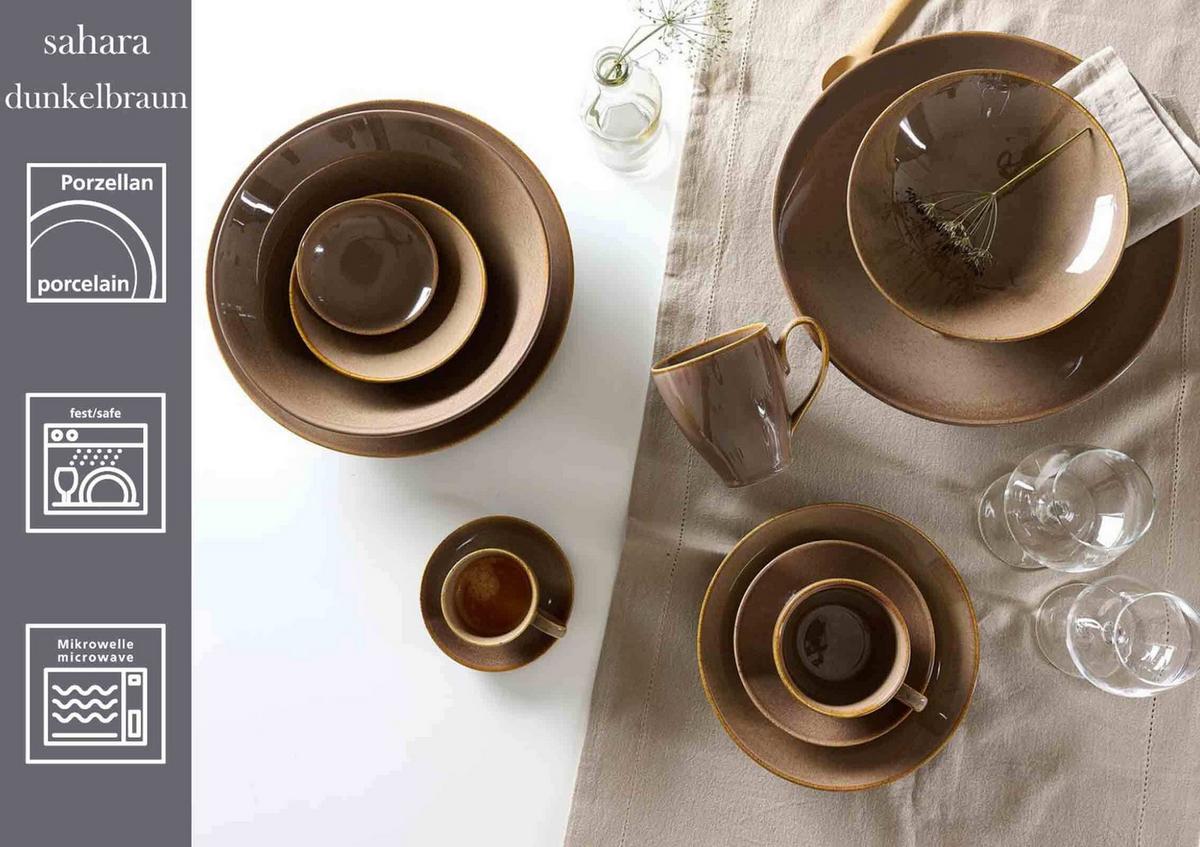 FRÜHSTÜCKS-SET Sahara Dunkelbraun 18-tlg. - Braun, Keramik (2/2/2cm) - Ritzenhoff Breker