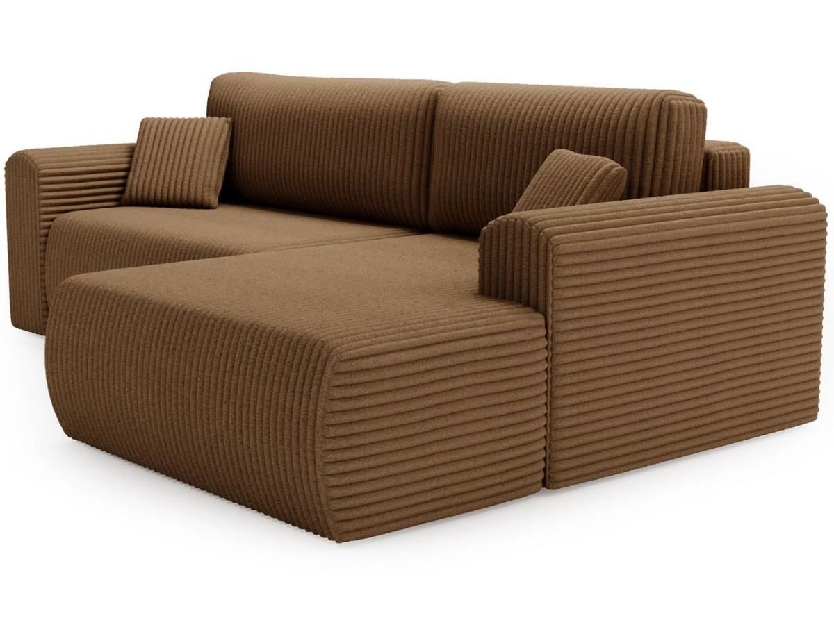 ECKSOFA Belvio Braun Rechts - Schwarz/Braun, Holz/Textil (257/177cm) - Graingold