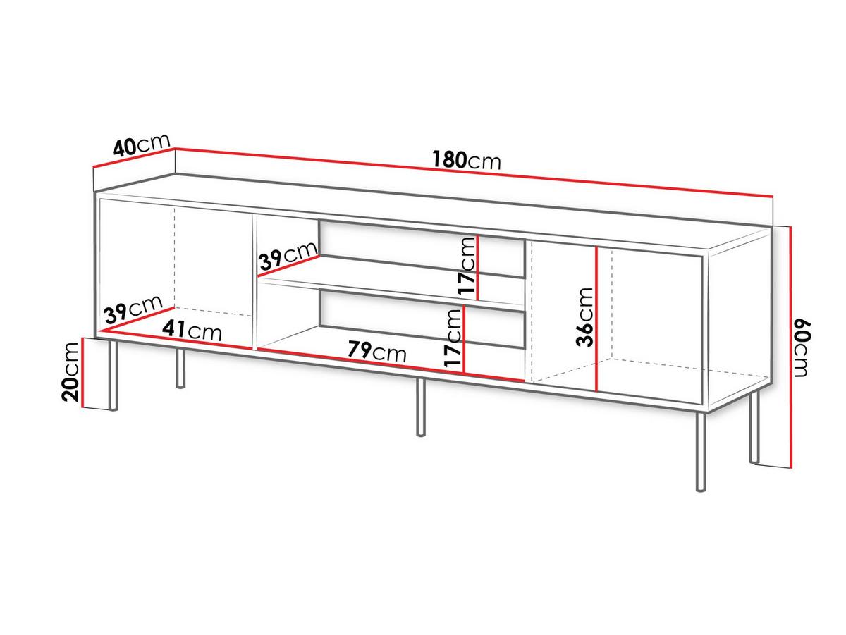 TV-LOWBOARD Cortina 180 EF - Schwarz, Holzwerkstoff/Metall (180/60/40cm) - MIRJAN24
