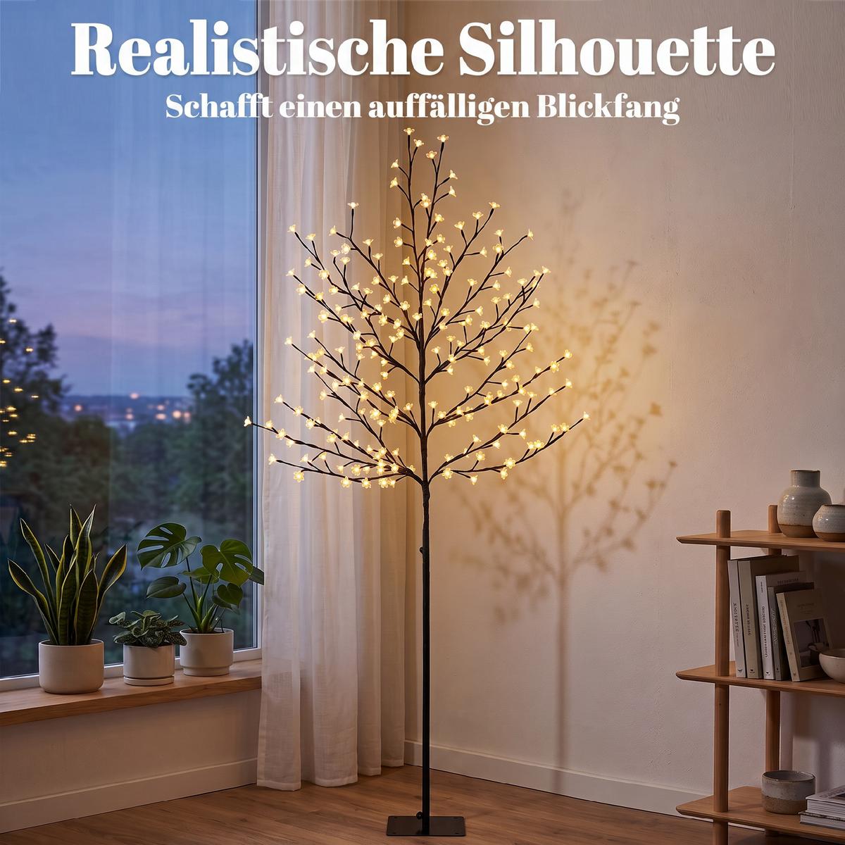BELEUCHTETER-KIRSCHBLÜTENBAUM Stahl Transparent - Schwarz, Metall (60/180/60cm) - HOMCOM
