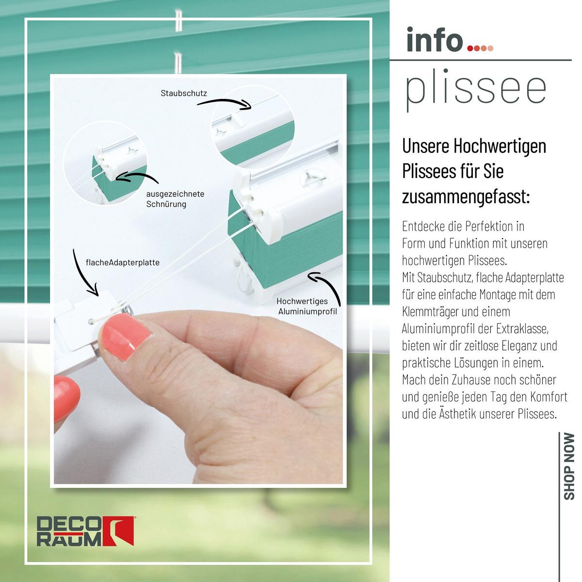 PLISSEE Basic 120 x 150cm Klemmfix ohne Bohren - Türkis, Textil (120/150cm) - Deco-Raum