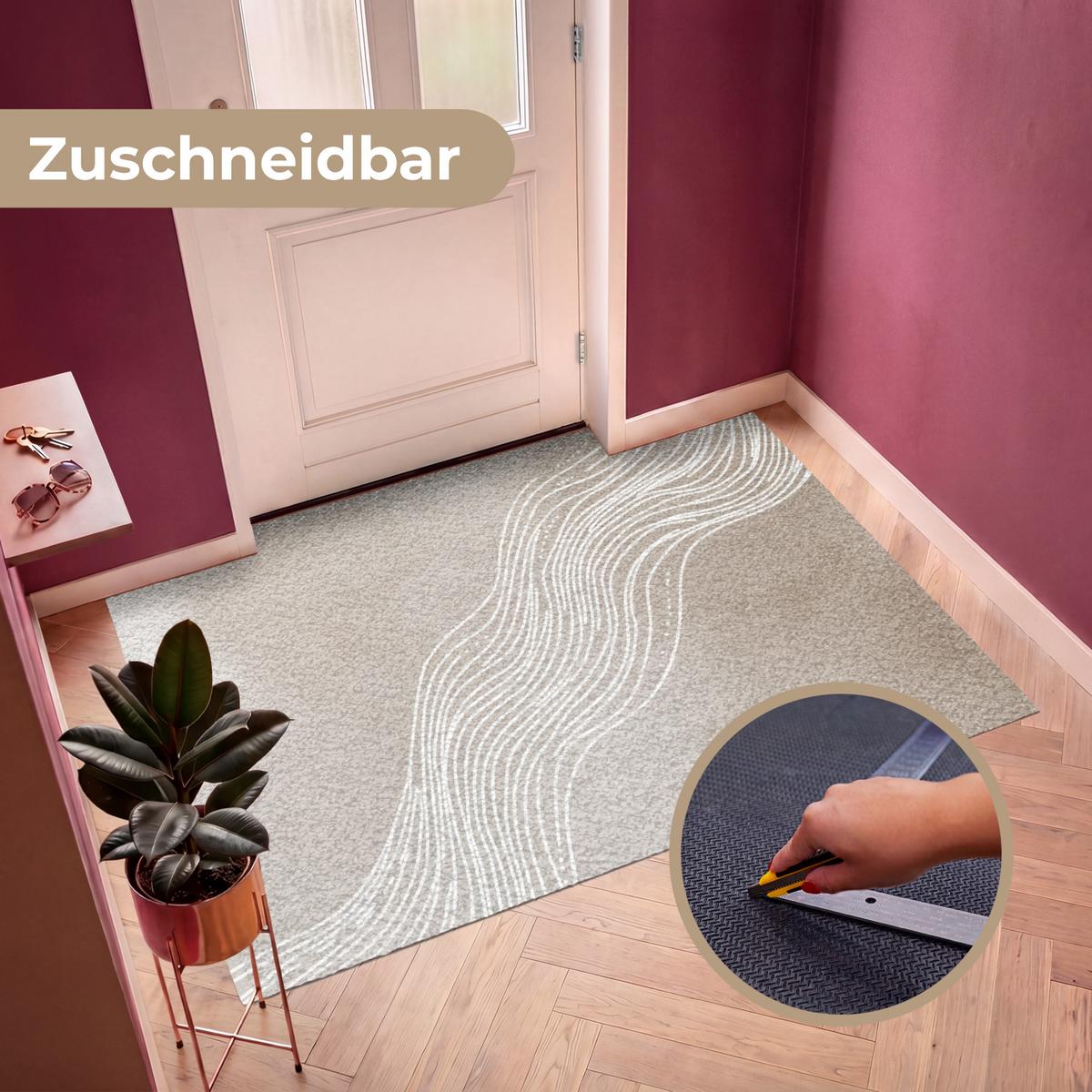 FUSSMATTE Wellenlinien - Fließend - Sandfarben Fußabtreter 180x120 cm - Beige, Kunststoff (180/0.4cm) - MuchoWow