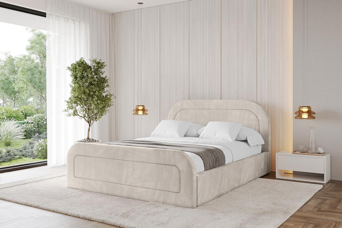 POLSTERBETT mit Bettkasten, Fußteil und Lattenrost, Boxbett ohne Matratze - LERAY-Z 120x200 Beige - Beige, Holzwerkstoff/Textil (120/200cm) - ALTDECOR