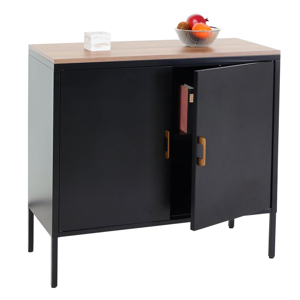 KOMMODE -2 Schwarz - Schwarz, Metall (90/90/40cm) - MCW