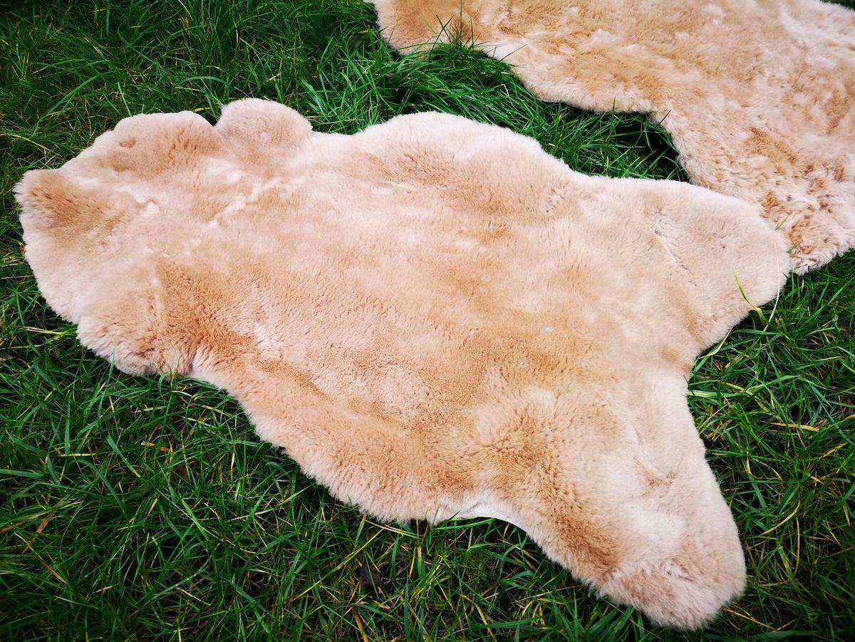 FELL Deutsches Merino Lammfell Schaffell Hellbraun ca. 105 cm - Hellbraun, Fell (55/105cm) - Provellus