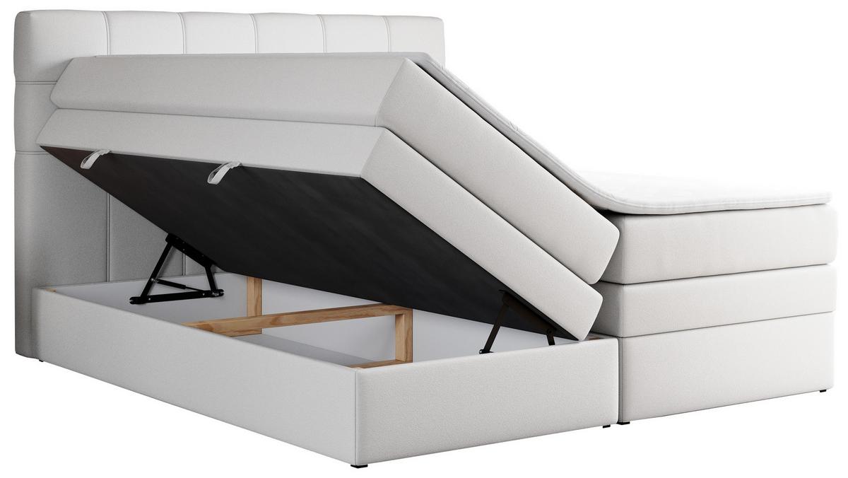 BOXSPRINGBETT ERNI KING 140/200 Weiß Kunstleder - H3 - Weiß, Holz/Textil (140/200cm) - MKS