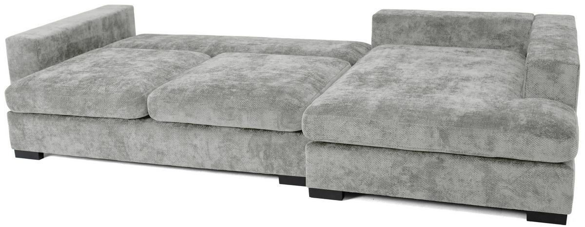 ECKSOFA Dahlia mit Schlaffunktion und Bettkasten in L-Form Rechts - Hellgrau Chenille 285/92/155 cm - Hellgrau/Schwarz, Kunststoff/Textil (155/285cm) - WFL GROUP