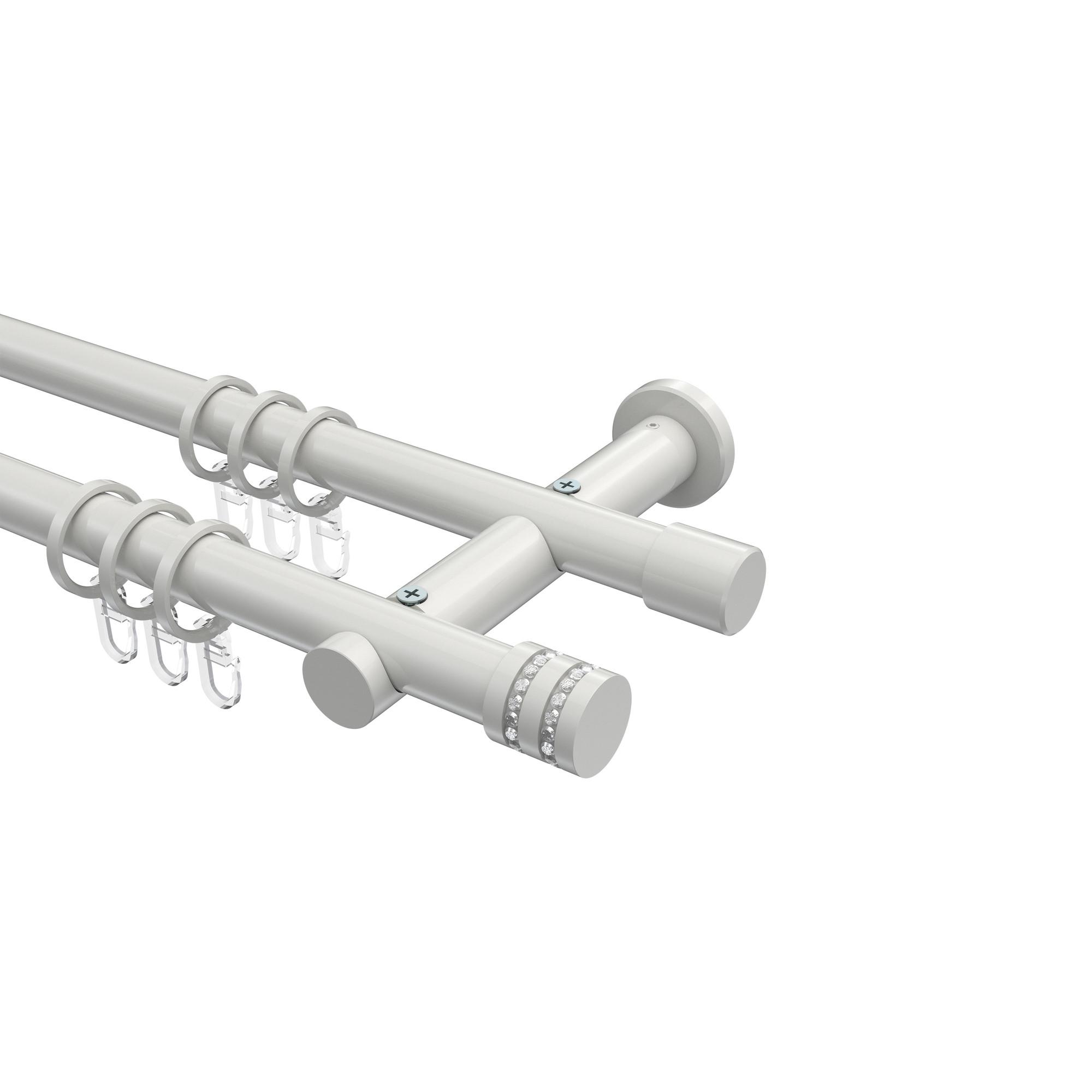 GARDINENSTANGE Platon Estana 420 cm (geteilt in 3 x 140 cm), 2-läufig, 20 mm Ø Weiß - Weiß, Metall (420cm) - INTERDECO