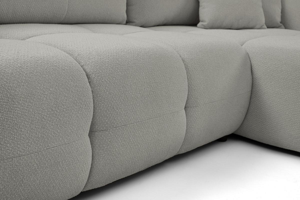 ECKSOFA MODA E Grau Geflochtener Stoff mit Schlaffunktion - Grau, Holz (257/177cm) - MASSENO