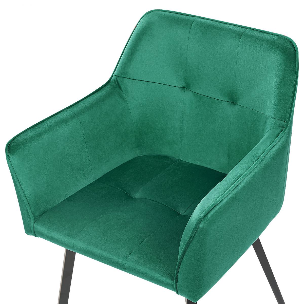 ESSZIMMERSTUHL 2er-Set Samtstoff Grün Jasmin - Grün, Textil/Metall (60/84/49cm) - Beliani