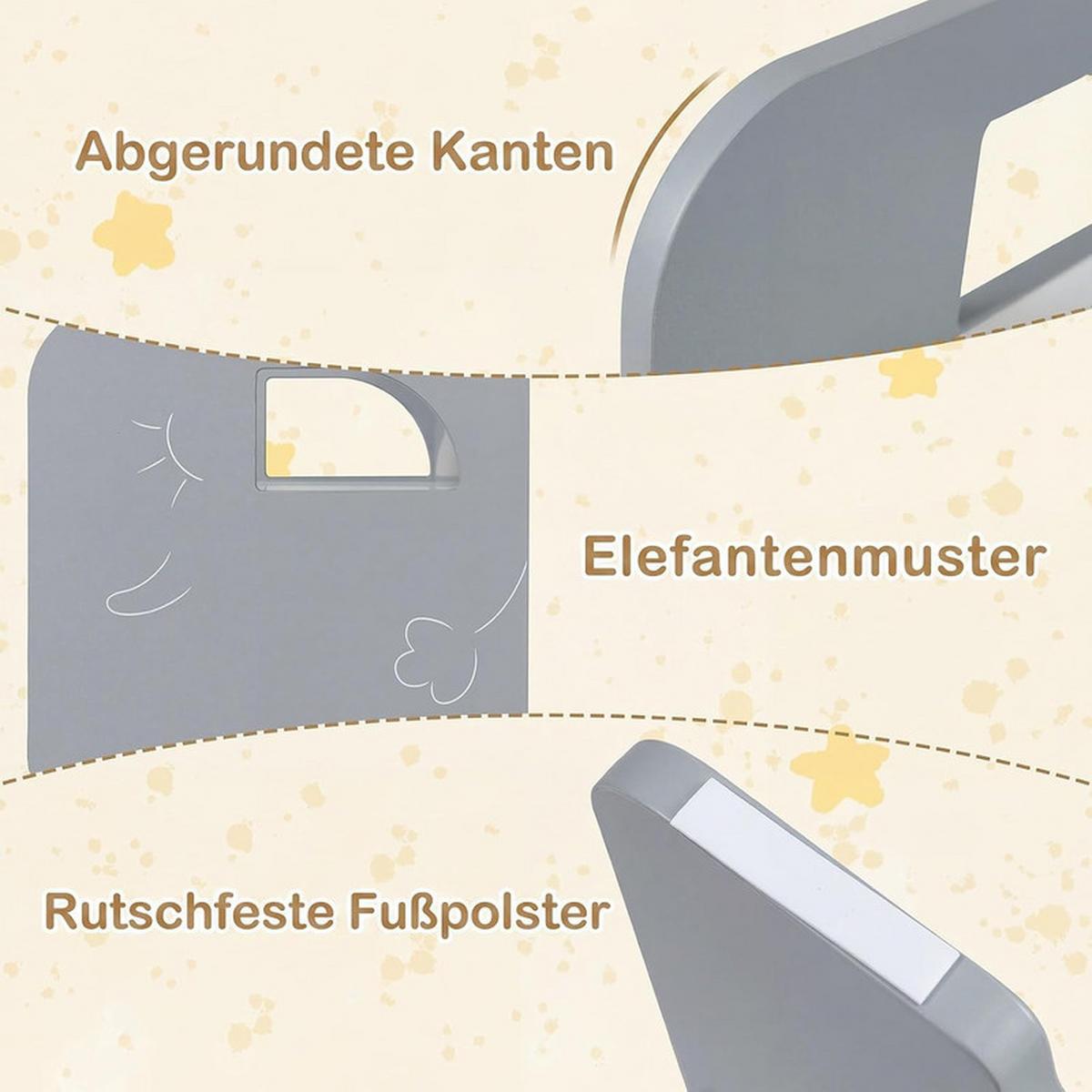 KINDERTISCH mit Stuhl grau(3-tlg) - Grau, Holzwerkstoff (62.5/40/48cm) - COSTWAY