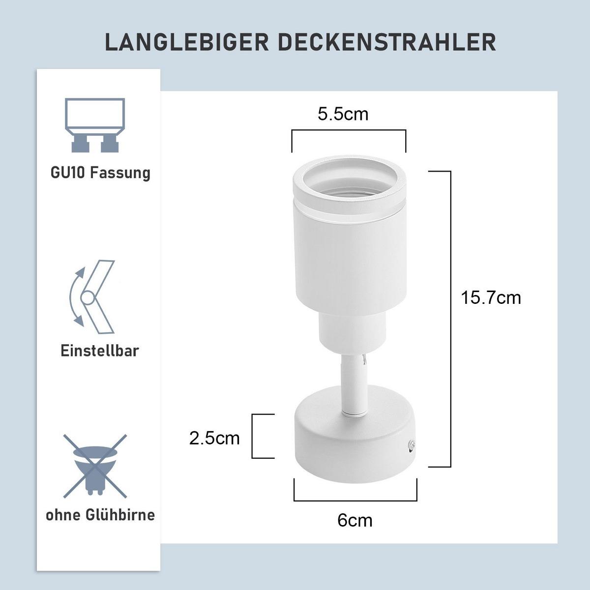 DECKENSTRAHLER Lauterberg 1-flammig 6/6/15.7 cm - Weiß, Metall (6/6/15.7cm) - Nettlife