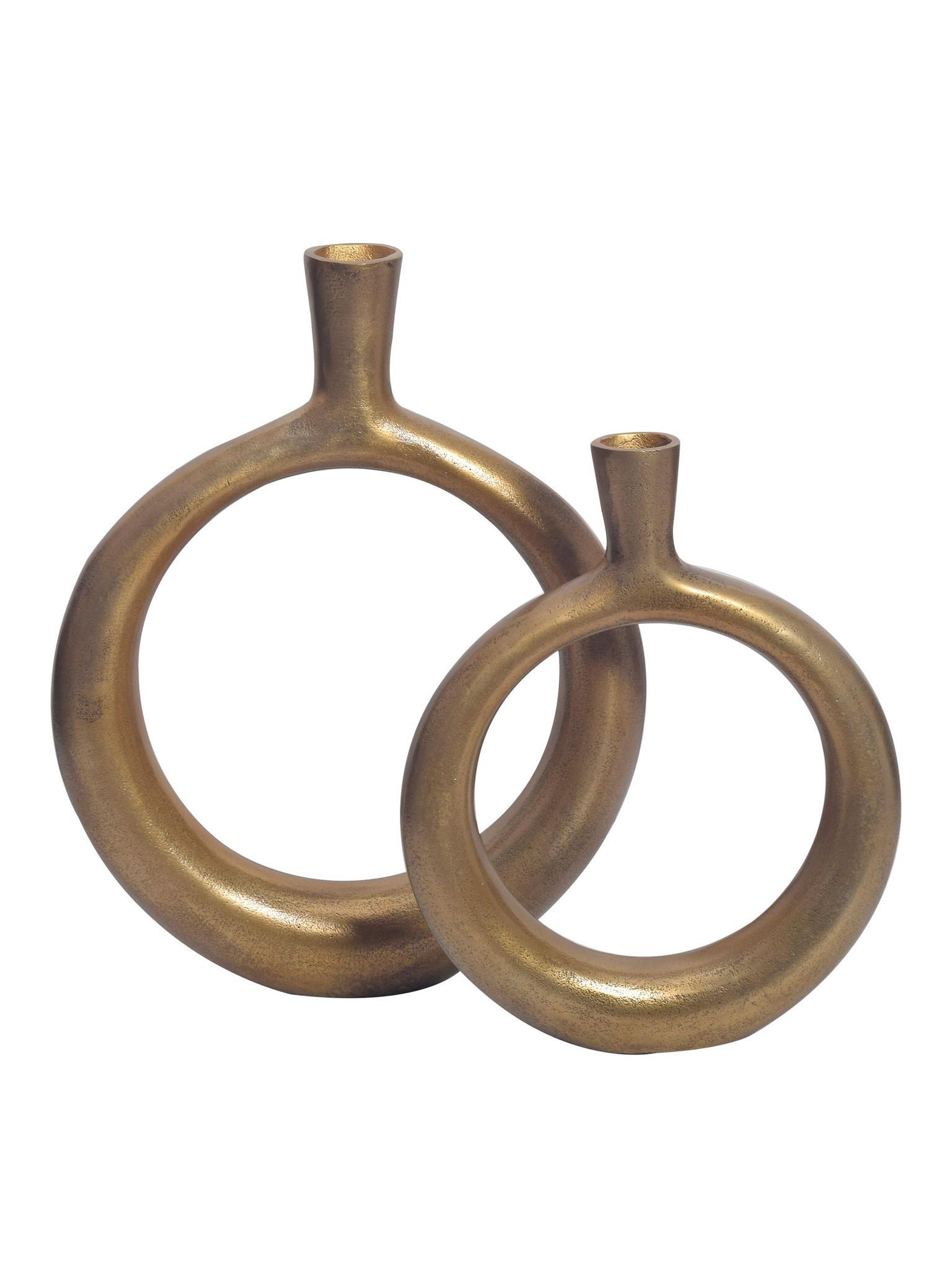 VASEN 2er-Set BAVENO, Aluminium, handgefertigt, Gold, 35 x 7 x 45 cm - Goldfarben, Metall (45cm) - KADIMA DESIGN