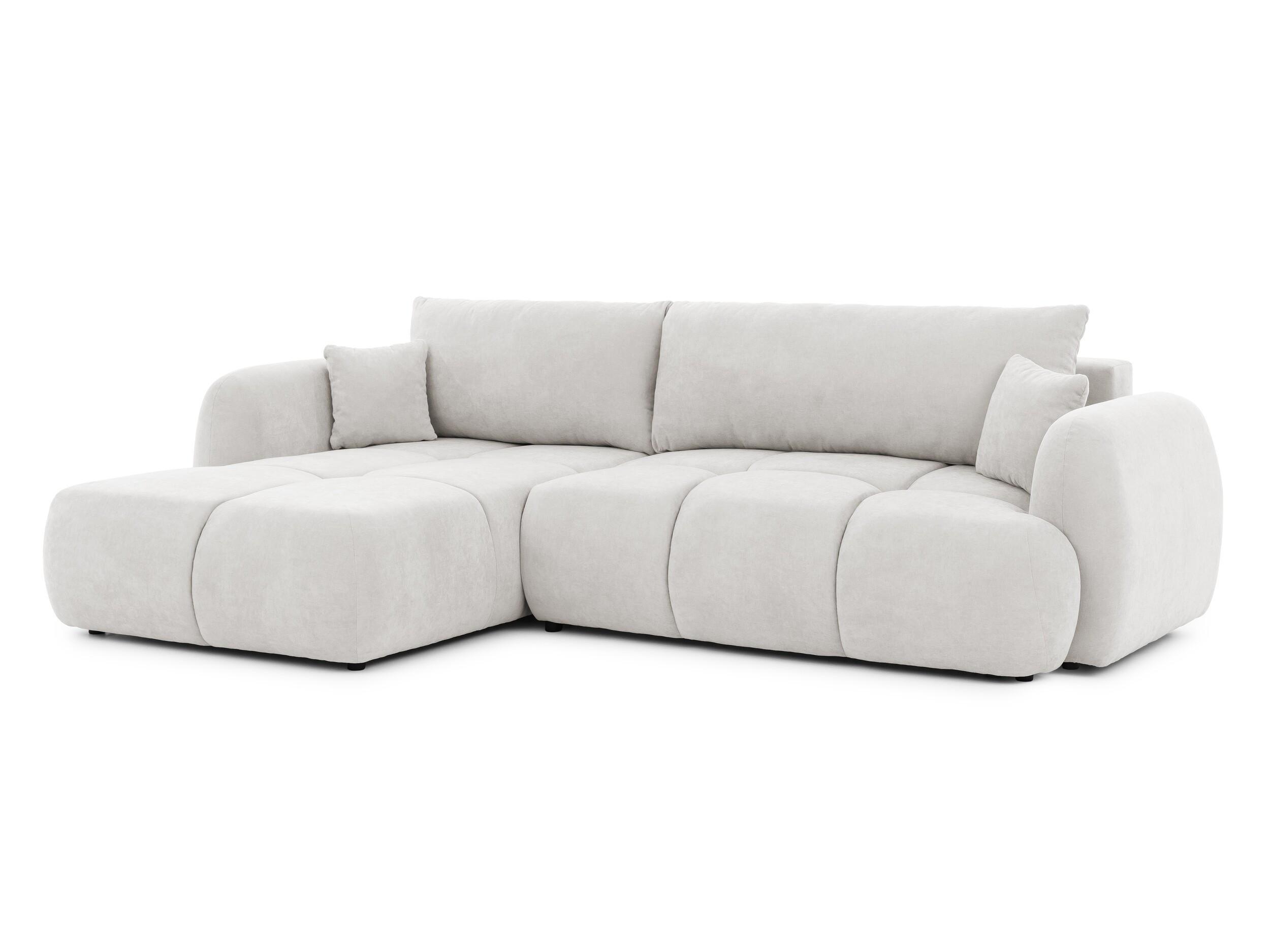 ECKSOFA Loretto aus natürlichem Creme Webstoff mit Schlaffunktion, Bettkasten und tiefen Steppungen in Bubble-Optik - Creme/Schwarz, Holz/Kunststoff (180/275cm) - S-Style