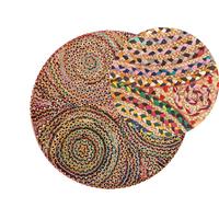 TEPPICH geflochten Yenice 140/140 cm - Multicolor, Textil (140/140cm) - Beliani