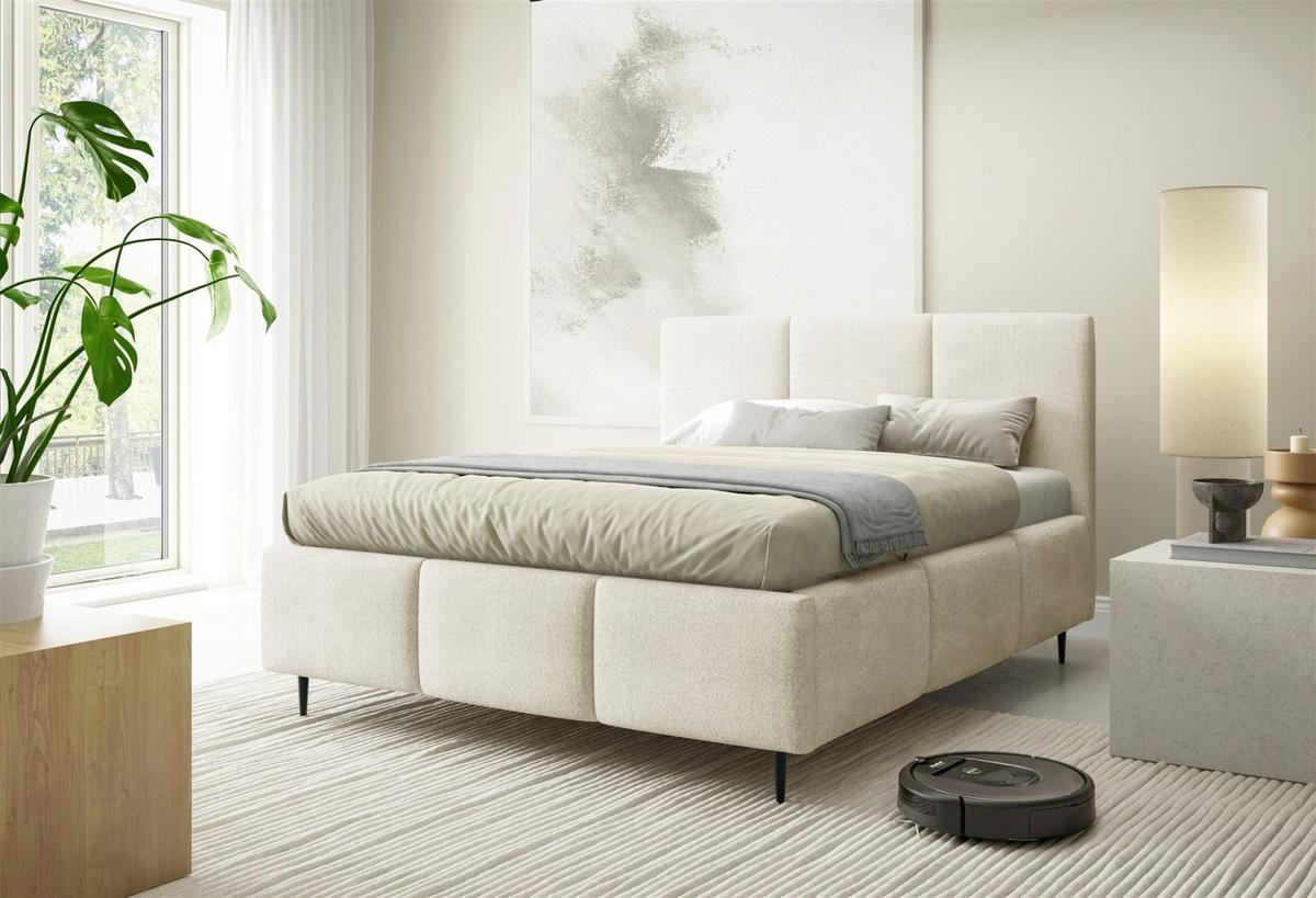POLSTERBETT Miami - Creme, Holzwerkstoff/Textil (160/200cm) - Fun Möbel