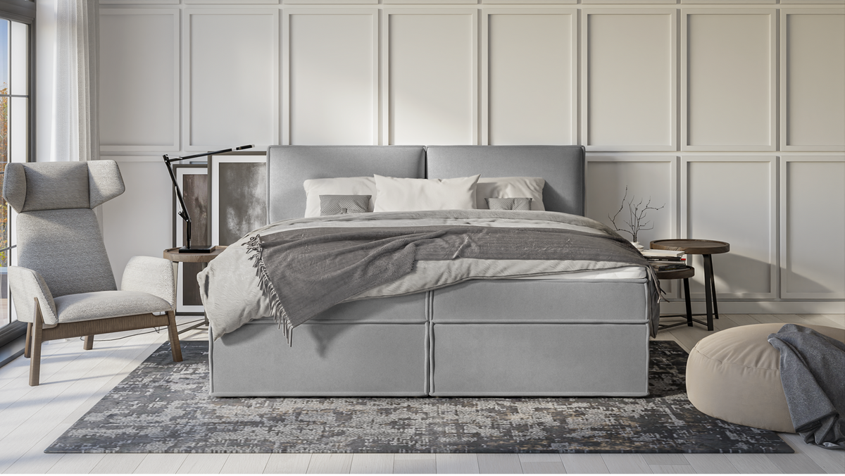 BOXBETT Eclipse 200/200 cm Grau Luxusmicrofaser - Schwarz/Grau, Holz/Kunststoff (200/200cm) - S-Style Möbel