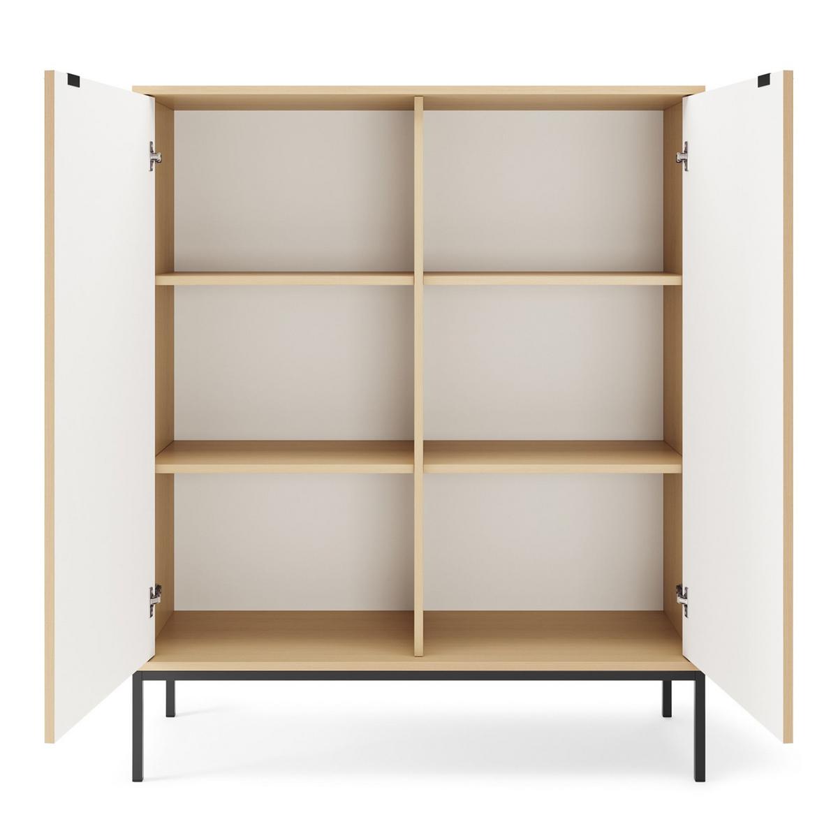 HIGHBOARD Vellore Eiche Vicenza Optik mit schwarzem Gestell 104 cm - Beige/Schwarz, Holzwerkstoff/Metall (104/125/39cm) - Selsey