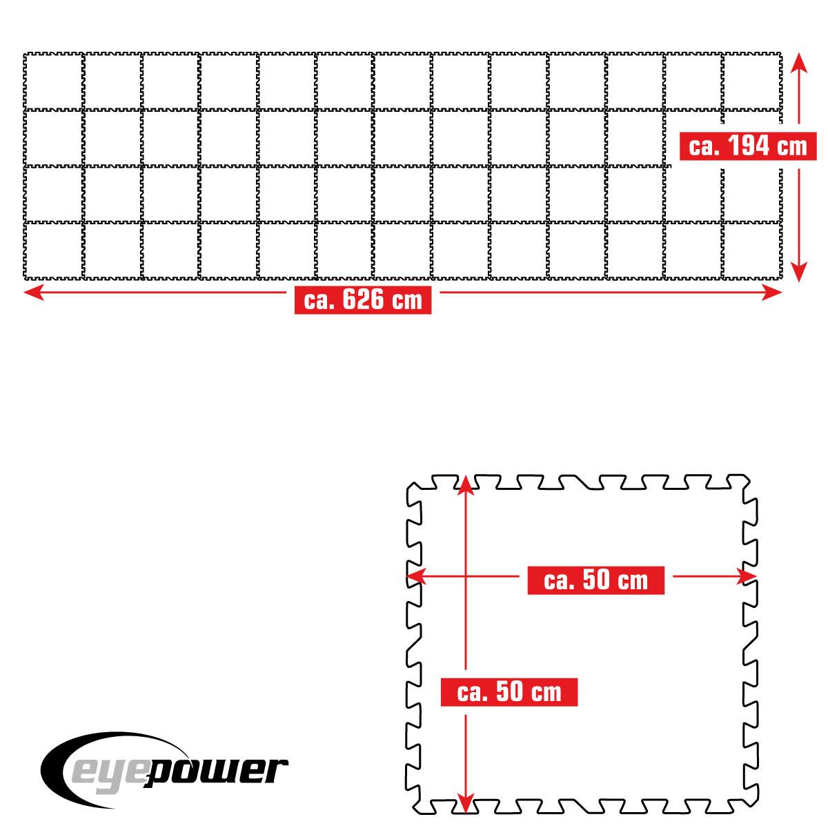 POOLMATTEN 12,1m² 52 EVA Matten 50 cm Blau - Blau, Kunststoff (50/50cm) - eyepower
