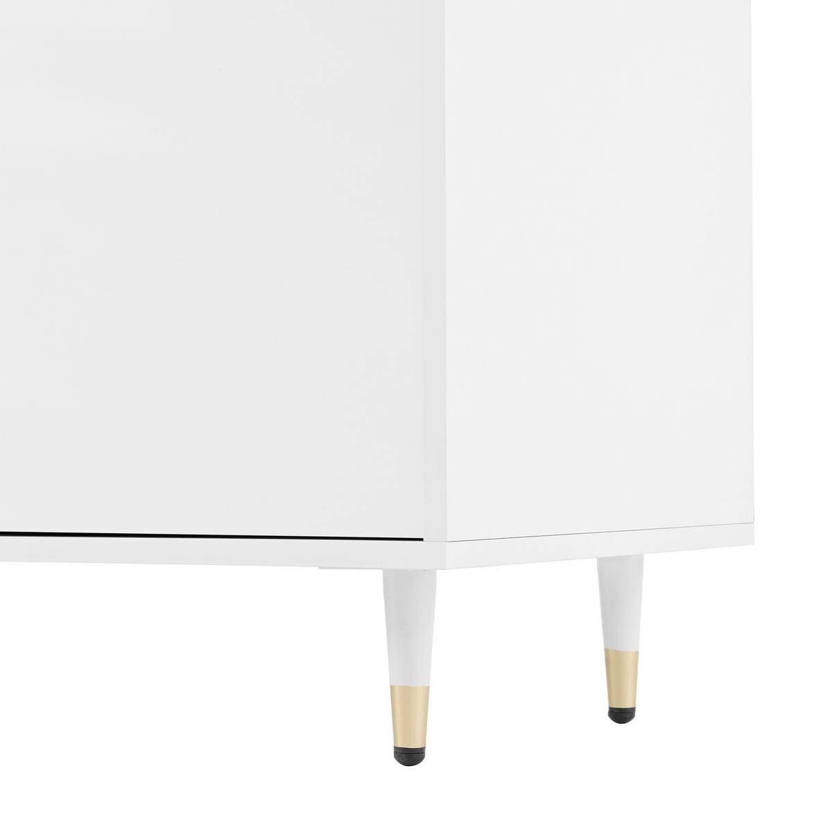 SIDEBOARD 2 Türen, 2 Schubladen, Goldene Beine Platz für 18–24 Paar Schuhe, Verstellbare Regale, Weiß - Weiß, Holzwerkstoff (140/84/39cm) - Urban Meuble