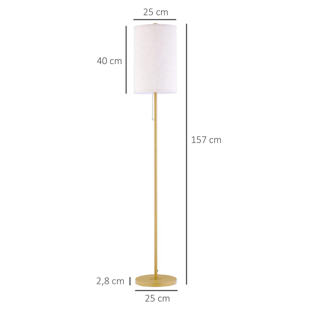 STEHLAMPE Leinen Stahl Cremeweiß - Weiß, Textil (25.5/25.5/157cm) - HOMCOM