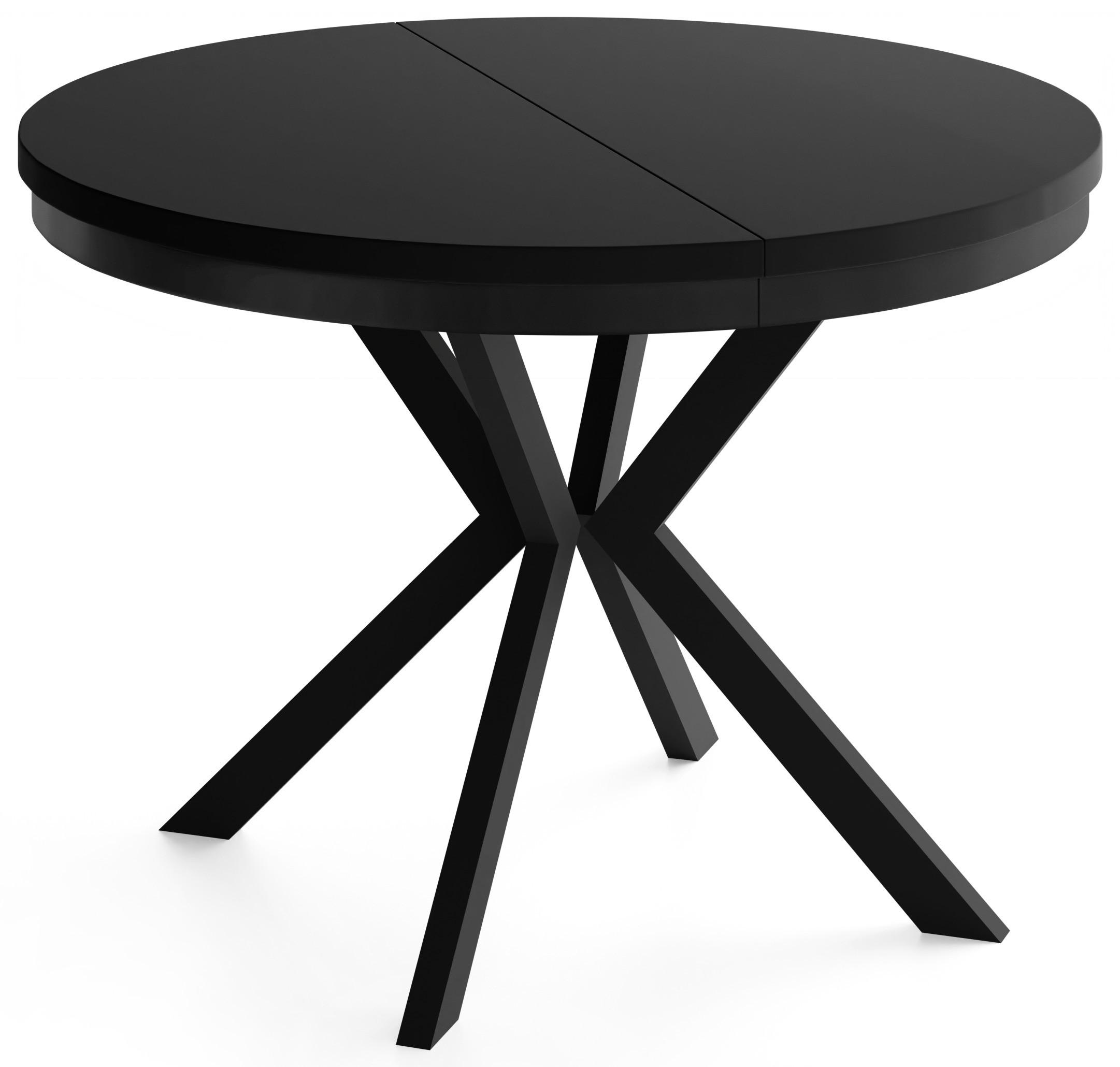 ESSTISCH Ross runder ausziehbarer, Schwarz 120-200/120/76 cm - Schwarz, Holzwerkstoff/Metall (120/200/76cm) - WFL GROUP