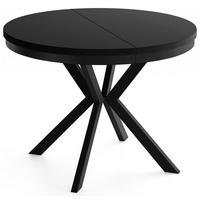 ESSTISCH Ross runder ausziehbarer, Schwarz 100-180/100/76 cm - Schwarz, Holzwerkstoff/Metall (100/180/76cm) - WFL GROUP