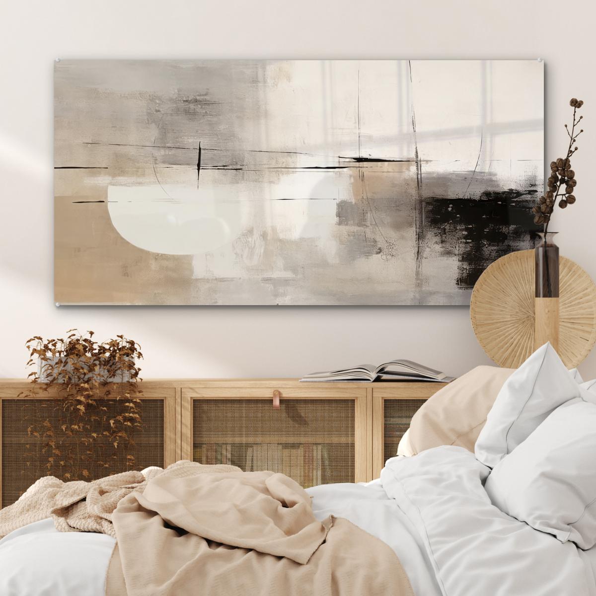 ACRYLGLASBILD Abstrakt - Kunst - Grau 120x60 cm - Hellgrau, Glas (120/60cm) - MuchoWow