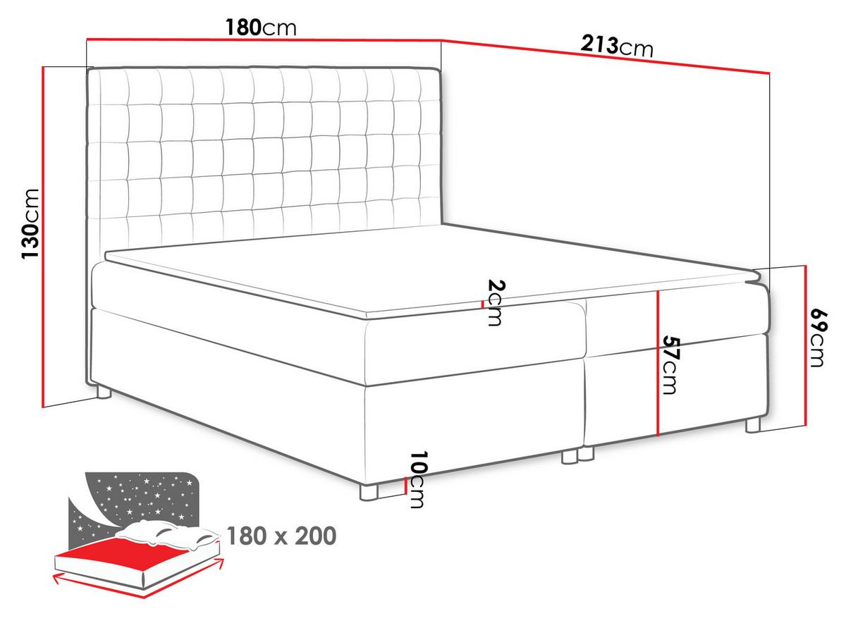 BOXBETT Asti - H3 - Türkis, Holz (180/200cm) - MIRJAN24