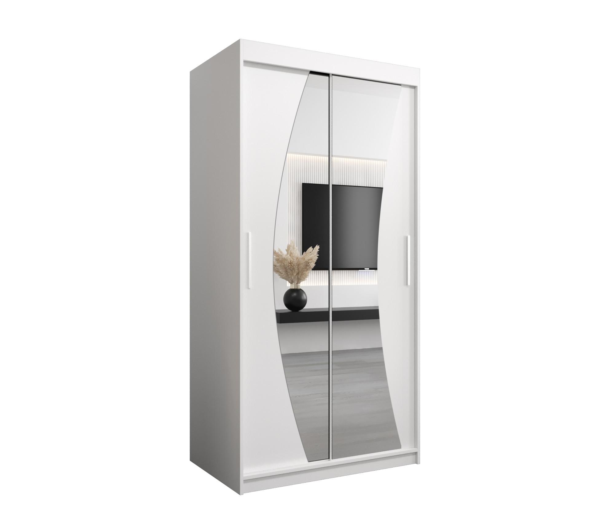 SCHWEBETÜRENSCHRANK 200/100/62 2-türig - Silberfarben/Weiß, Holz/Kunststoff (100/200/62cm) - MÖBEL KRYSPOL