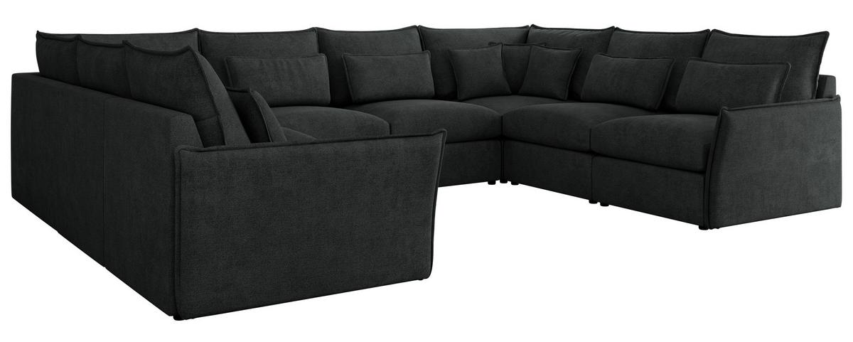 WOHNLANDSCHAFT VERSO U 8M Dunkelgrau Struktur - Dunkelgrau/Schwarz, Kunststoff/Textil (362/93/270cm) - MKS