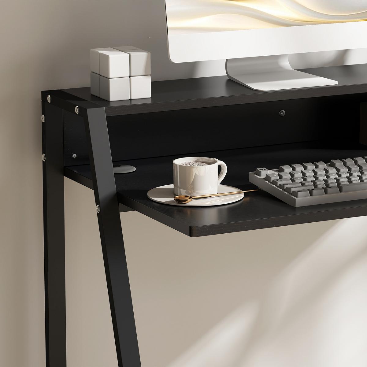 SCHREIBTISCH, MDF, Eisen, Schwarz - Schwarz, Kunststoff (84/45/85cm) - HOMCOM