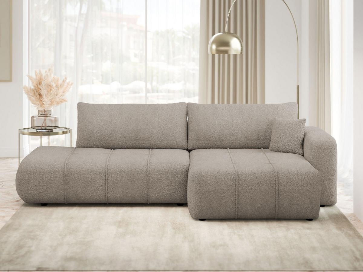 ECKSOFA Furyn O Boucle, Seite: Rechts - Schwarz/Braun, Holzwerkstoff/Kunststoff (262/145cm) - MIRJAN24