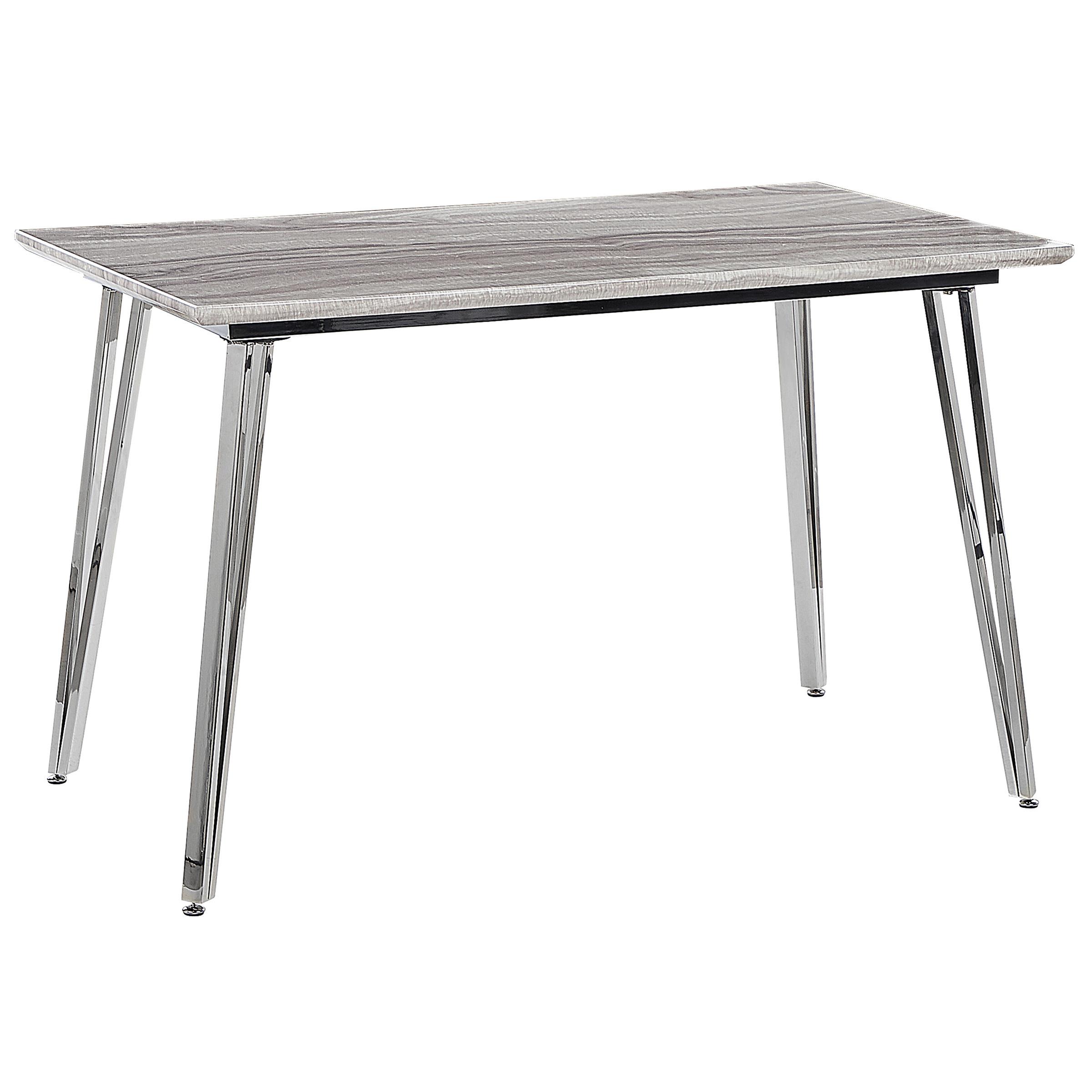 ESSTISCH 120/70/75 cm Weiß, Silberfarben Rechteckig Greyton - Weiß, Holzwerkstoff (120/70/75cm) - Beliani