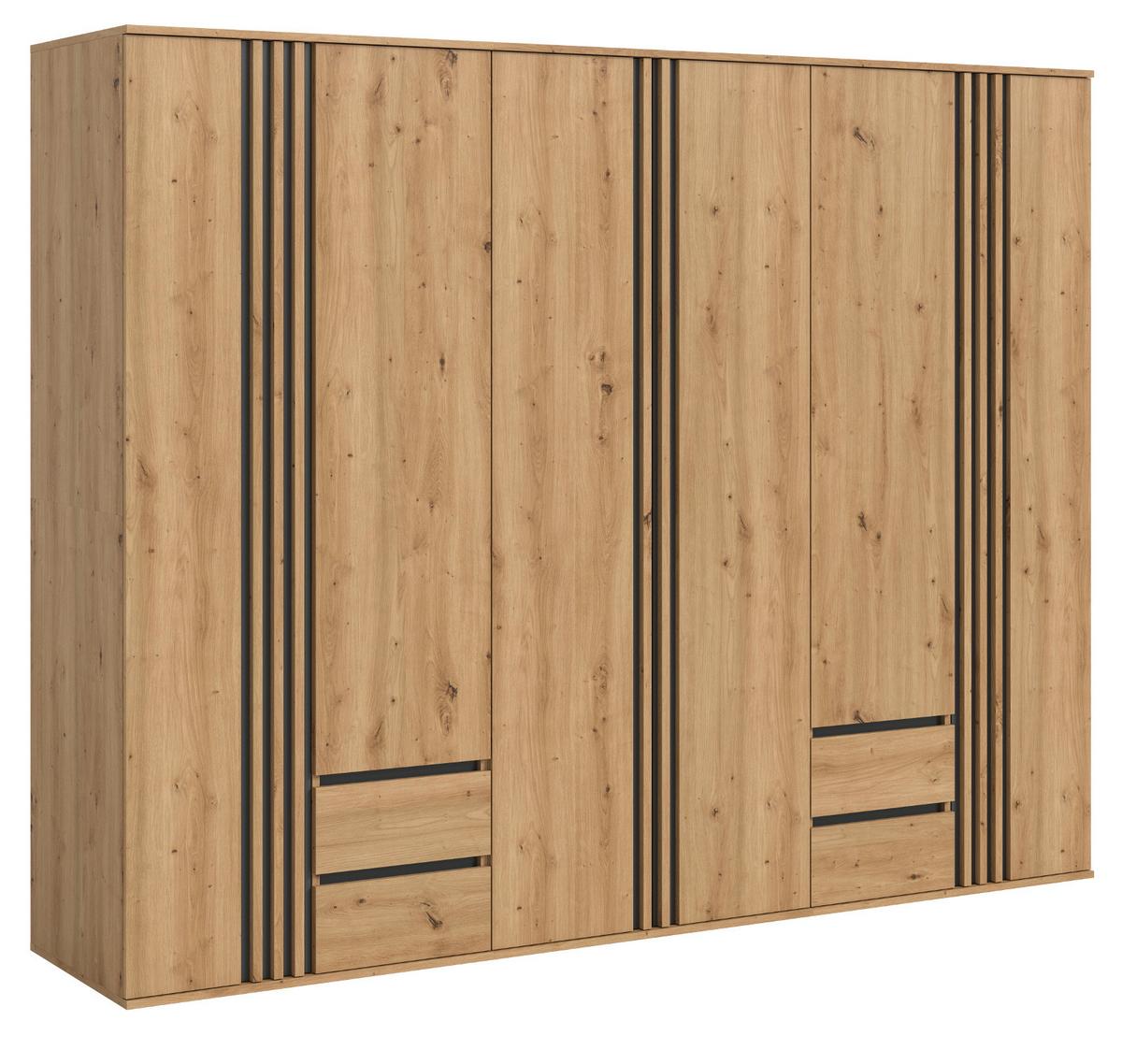 KLEIDERSCHRANK Eiche Artisan, grau 240 x 192 cm, Drehtürenschrank 6-türig - Anthrazit/Eiche Artisan, Holzwerkstoff (240/192/56cm) - Inn.Furn