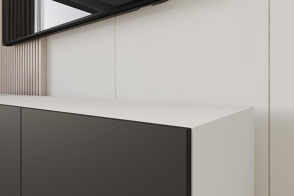 LOWBOARD ELIO-W 2x100x40x40 cm - Weiß / Schwarz - Weiß, Holzwerkstoff (200/40/40cm) - ALTDECOR