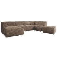 WOHNLANDSCHAFT MODARO U 6M - Braun Cord - Links - Schwarz/Braun, Textil (180/78/345cm) - MKS
