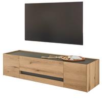 TV-LOWBOARD Eiche Evoke, grau 170 cm, TV-Unterteil mit Doppelschubkasten - Eichefarben/Schwarz, Holzwerkstoff/Kunststoff (170/40/45cm) - Furn.Design