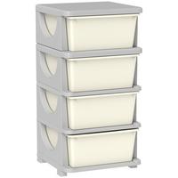AUFBEWAHRUNGSBOXEN für Kinder, 4 große Schubladen, Kunststoff - Creme, Kunststoff (37/76/37cm) - HOMCOM
