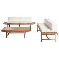 LOUNGE-SET 4-Sitzer Heller Holzfarbton Giaveno - Hellbraun/Weiß, Holz - Beliani